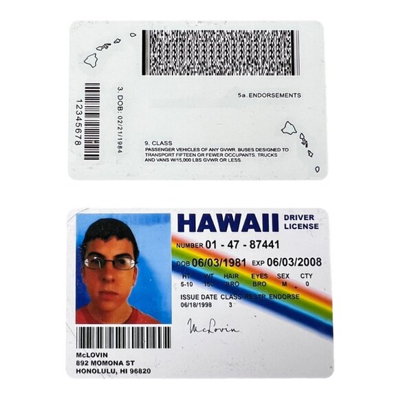 McLovin ID Card Drive License Movie Superbad Mc Lovin Hawaii - Picture 3 of 5